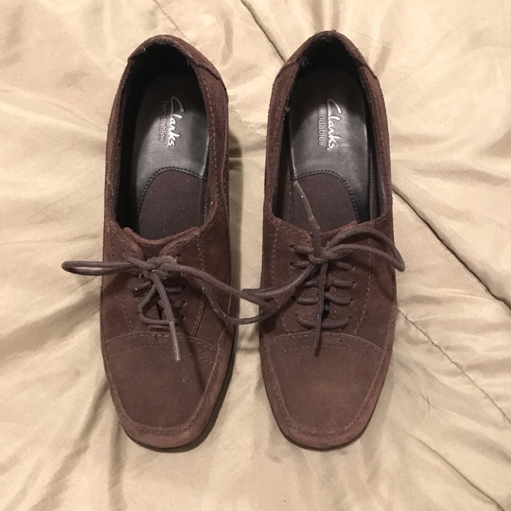 Clarks Brown Suede Lace Up Shoes